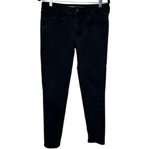 American Eagle Mid Rise Jegging Dark Black Super Super Stretch x Sz 10 RN54485